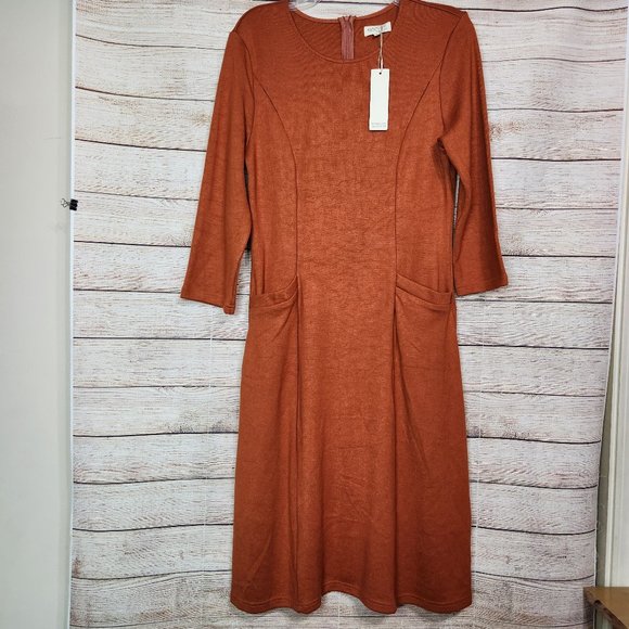 Roolee Dresses & Skirts - NWT Roolee Women's Burnt Orange Pockets Maxi Zipper Back Stretchy Dress Size M